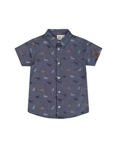Мальчиковая рубашка с принтом из шамбре с коротким рукавом - для малышей и детей постарше, серый Deux par deux