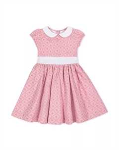 Платье для девочки с короткими рукавами и воротником питер пэн из сатина, розовый Hope & henry