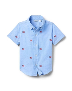 Футболка для мальчиков с вышивкой "Американский флаг" - Little Kid, Big Kid, синий Janie and jack