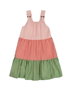 Детское платье-рубашка с цветными ярусами для девочек - подростковый размер, розовый Deux par deux