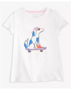 Футболка с принтом собаки для девочек Little & Big Girls, белый Epic threads