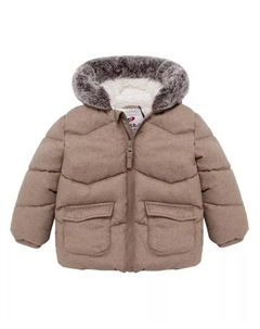Детская утепленная зимняя куртка с капюшоном и подкладкой из шерпа для мальчиков Baby Boys Sherpa Lined Puffer Jacket Warm Winter Coat with Hood for Newborn, коричневый/бежевый Rokka&rolla