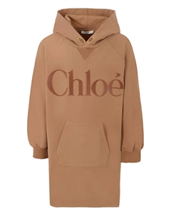 Платье с капюшоном и вышитым логотипом Chloé kids