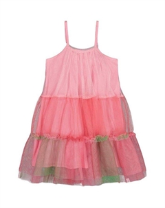 Детское платье без рукавов с цветными блоками из тюля - Little Kid, розовый Deux par deux