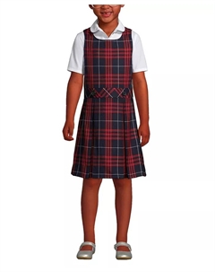 Школьная форма для девочек-подростков: клетчатое платье-джемпер до колен, синий Lands' end