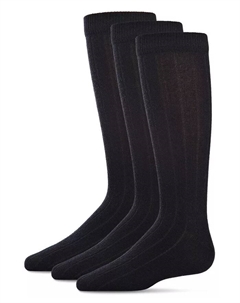 Мальчиковые 3 пары базовых ребристых носков из хлопковой смеси Crew, черный Memoi