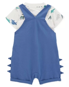 Детский хлопковый комплект для мальчиков: футболка с динозавром и комбинезон, 2 предмета, синий Carter`s