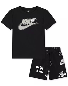 Футболка и шорты Little Kids Club Brand Energy, комплект из 2 предметов, черный Nike