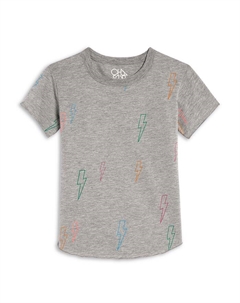 Детская футболка с коротким рукавом NEON BOLTS для девочек — малышки и подростки, серый Chaser