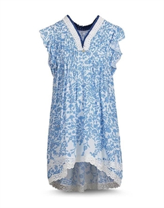 Асимметричное мини-платье Sasha для девочек — малышки, подростки, синий Poupette st barth