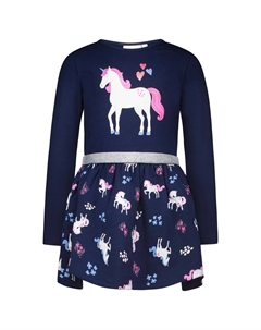 Трикотажное платье «Единорог» с великолепным принтом единорога, цвет blau Salt and pepper