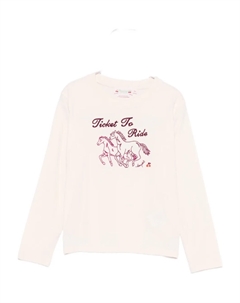 Футболка с длинными рукавами и вышивкой в виде лошади, розовый Bonpoint
