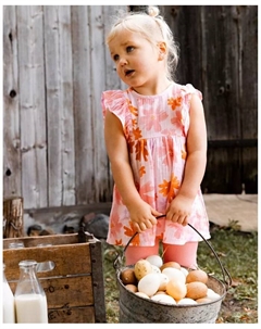 Комплект для девочек: туника с принтом и однотонные леггинсы Pink And Coral Flowers, розовый Deux par deux