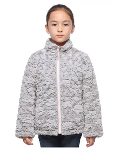 Детская двусторонняя куртка-пуховик с флисом Sherpa для девочек, серый Rokka&rolla