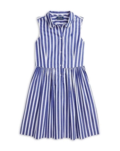 Детская полосатая хлопковая рубашка-платье для девочек - Big Kid, синий Ralph lauren
