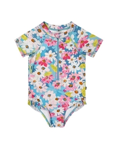 Детский купальник с принтом и рюшами, с короткими рукавами - для девочек старшего возраста, белый Deux par deux