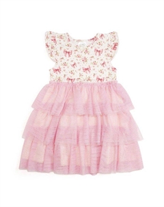 Детское платье с коротким рукавом и пышной юбкой в мелкий цветочный принт - для малышек и девочек постарше, мультиколор Sweet wink