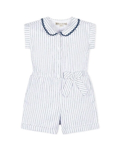 Детский льняной комбинезон с воротником Питер Пэн и застежкой на пуговицах - для малышей и детей постарше, белый Hope & henry