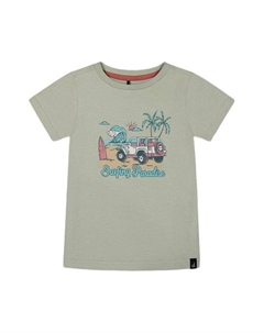 Мальчиковая футболка с коротким рукавом из органического хлопка с принтом - Little Kid, зеленый Deux par deux