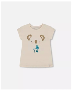 Футболка для девочек из органического хлопка Cream And Koala - для малышей/детей, белый Deux par deux