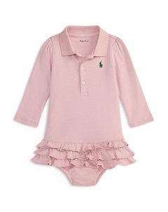 Платье-поло с рюшами и мягкими шортиками для девочек - Baby, розовый Ralph lauren