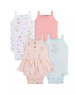 Комплект из 4 боди без рукавов для девочек, розовый Gerber