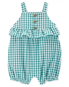 Детский сарафан-комбинезон в клетку для девочек, зеленый Carter`s