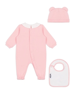 Комплект из комбинезона, боди и нагрудника, розовый Moschino kids