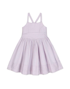 Девичье праздничное сарафанное платье без рукавов из органического хлопка с вышивкой и бантом на спине - для малышек и девочек постарше, фиолетовый Hope & henry