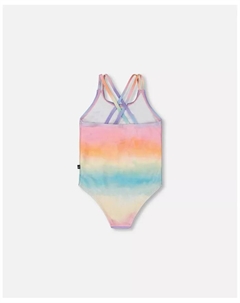Детский купальник-плавки с принтом "девочка и цветы" на разноцветном фоне - для малышей/детей, мультиколор Deux par deux