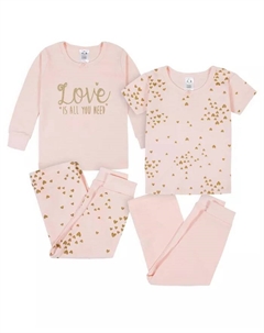 Пижамный комплект из 4 предметов для девочек, облегающий, хлопок, цвет розовый, размер 3T Gerber