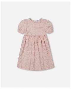 Платье для девочки с плиссированными рукавами и клетчатым принтом, бежево-розовое - Toddler|Child, розовый Deux par deux