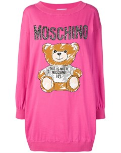 Moschino платье свитер teddy с узором интарсия 36 розовый Moschino