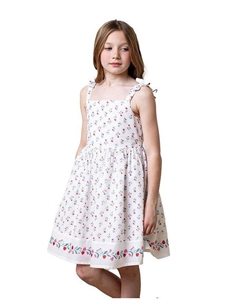 Детское платье-сарафан без рукавов с бантиками на бретелях и кружевным подолом из органического хлопка для девочек - Little Kid, белый Hope & henry