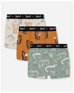 Боксеры для мальчиков с принтом, хлопковые (упаковка 3 шт.) — разноцветные, для малышей/детей, мультиколор Deux par deux