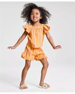 Детский короткий комплект из ткани в полоску для девочек, оранжевый Epic threads