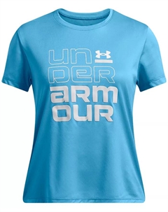 Футболка с коротким рукавом и графическим принтом Big Girls Tech Split Wordmark, синий Under armour