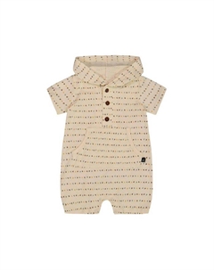 Детский худи-комбинезон из органического хлопка с принтом для мальчиков - Baby, слоновая кость/кремовый Deux par deux