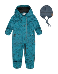 Мальчиковый комбинезон с принтом и капюшоном для межсезонья - Baby, синий Deux par deux