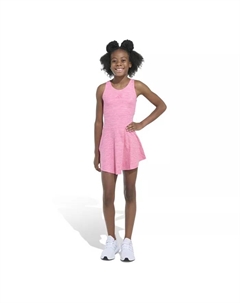 Платье без рукавов с рюшами и открытой спиной Big Girls Mélange Flounce Racerback, розовый Adidas