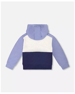 Детский худи с молнией и цветными блоками из французского футера, синий, темно-синий и кремовый — для малышей/детей Deux par deux