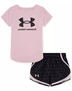 Футболка и шорты для девочек Toddler & Little Girls, комплект из 2 предметов, розовый Under armour