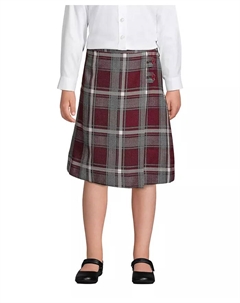 Школьная юбка для девочек в клетку, длина ниже колена, силуэт А-силуэт, красный Lands' end