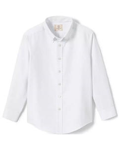 Рубашка для мальчиков старшего возраста с длинным рукавом Oxford Dress Shirt (однотонная), белый Lands' end