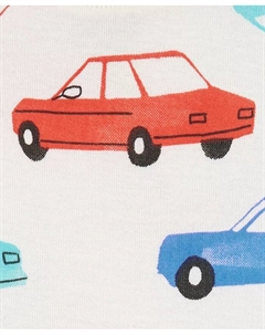 Пижама для мальчиков в полоску с изображением машины, 100% хлопок, облегающая посадка, комплект из 4 предметов, синий Carter`s