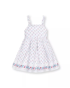 Платье-сарафан без рукавов с бантиками на бретелях и кружевным подолом для девочки, белый Hope & henry