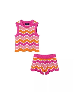 Комплект для девочки: топ с кружевным краем и шорты, мультиколор Andy & evan