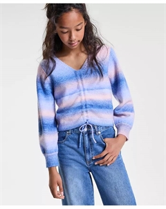 Свитер с кулиской и радужным узором для девочек постарше, синий With jules