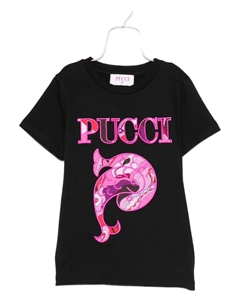 Футболка с принтом пейсли и логотипом, черный Pucci junior