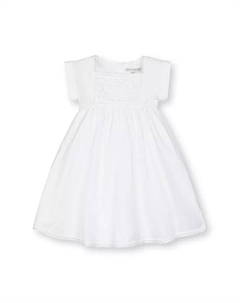 Платье для девочки без рукавов с кружевными деталями и завышенной талией из ткани в полоску, белый Hope & henry